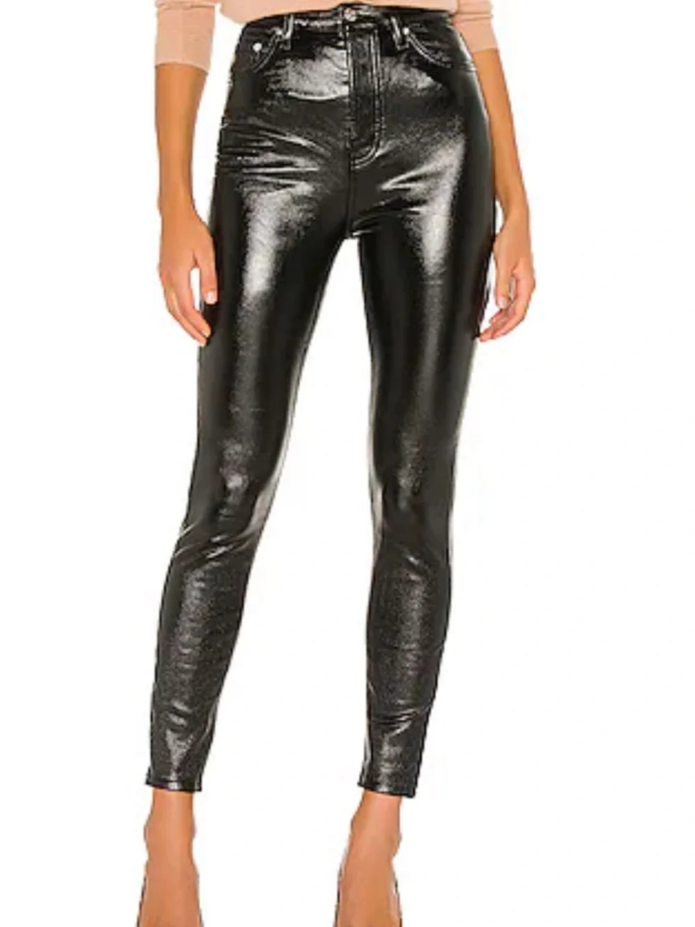 Free People Phoenix Coated Skinny Jeans Black Sz 24